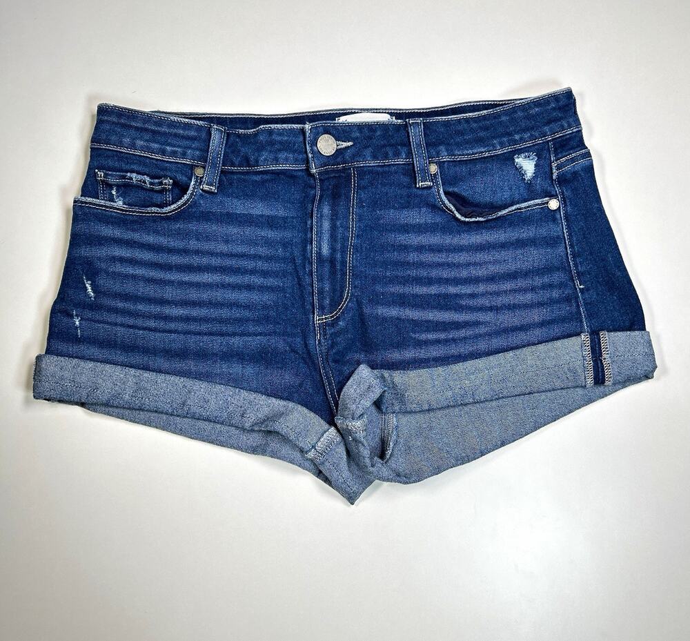 PAIGE Jimmy Jimmy Shorts Womens 30 Cuffed Distressed Boyfriend Blue Denim